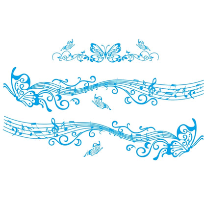 D-347 Butterfly Note Car Sticker Sheet Music Waist Line Body Sticker(Blue) by buy2fix