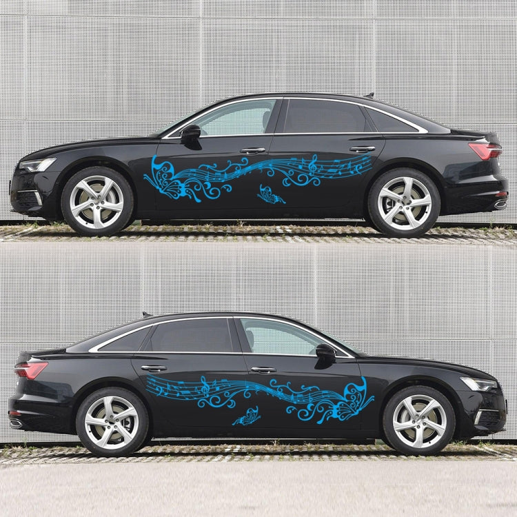 D-347 Butterfly Note Car Sticker Sheet Music Waist Line Body Sticker(Blue) by buy2fix