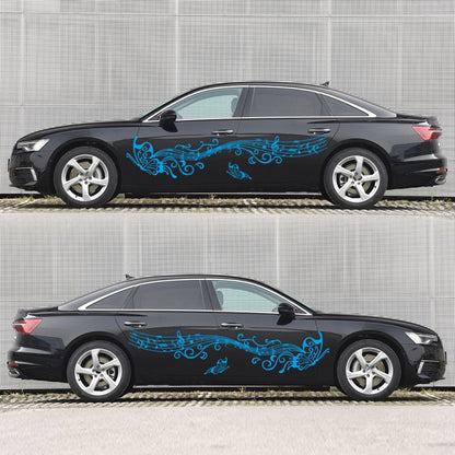 D-347 Butterfly Note Car Sticker Sheet Music Waist Line Body Sticker(Blue) by buy2fix