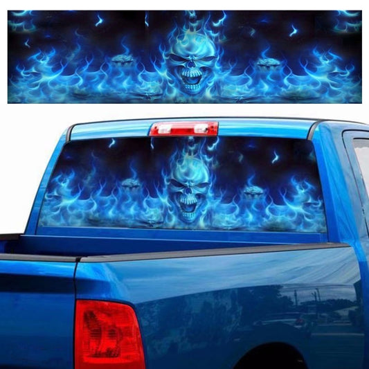 D-738 Burning Skull Car Rear Window Sticker Color Graphic Sticker, 135x36cm - Decorative Sticker by buy2fix | Online Shopping UK | buy2fix