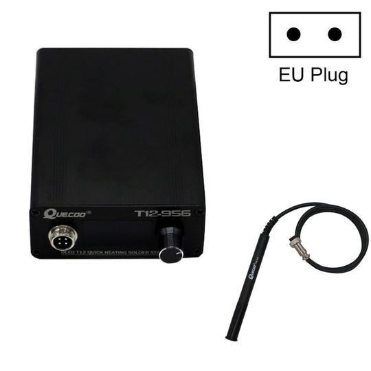 QUECOO T12-956 1.3-Inch Screen Electric Soldering Iron Soldering Station With P9 Handle, EU Plug (Black Handle)