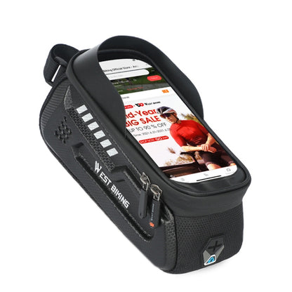 WEST BIKING Bicycle Hard Shell Car Front Beam Mobile Phone Bag(Black) by WEST BIKING