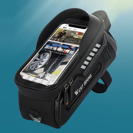 WEST BIKING Bicycle Hard Shell Car Front Beam Mobile Phone Bag(Black) by WEST BIKING