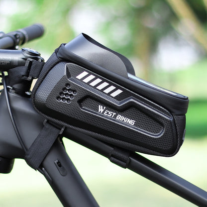 WEST BIKING Bicycle Hard Shell Car Front Beam Mobile Phone Bag(Black) by WEST BIKING