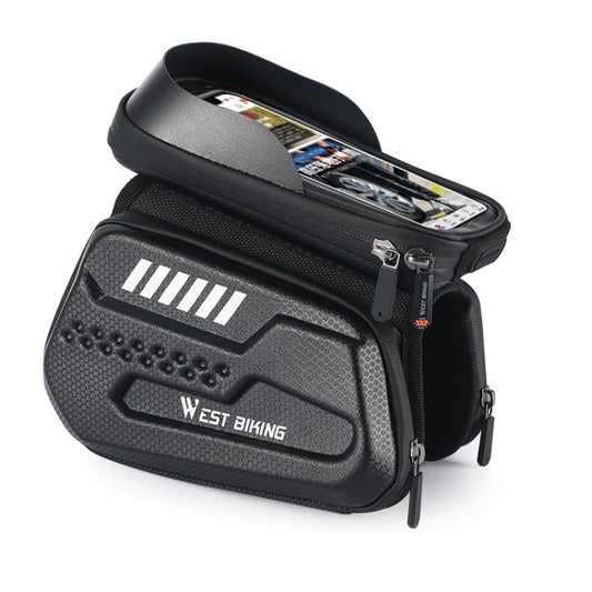 WEST BIKING Bicycle Hard Shell Front Beam Reflective Bilateral Phone Case(Black) by WEST BIKING