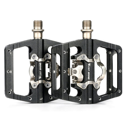 WEST BIKING Bicycle Aluminum Alloy Dual-Purpose Self-Locking Pedals(Black) - Pedals by WEST BIKING | Online Shopping UK | buy2fix