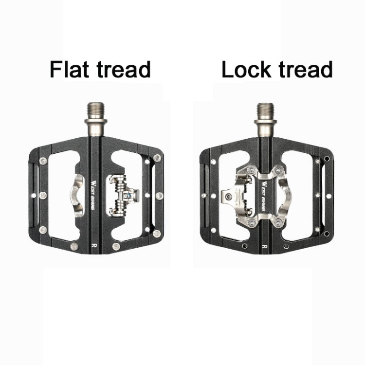WEST BIKING Bicycle Aluminum Alloy Dual-Purpose Self-Locking Pedals(Black) - Pedals by WEST BIKING | Online Shopping UK | buy2fix