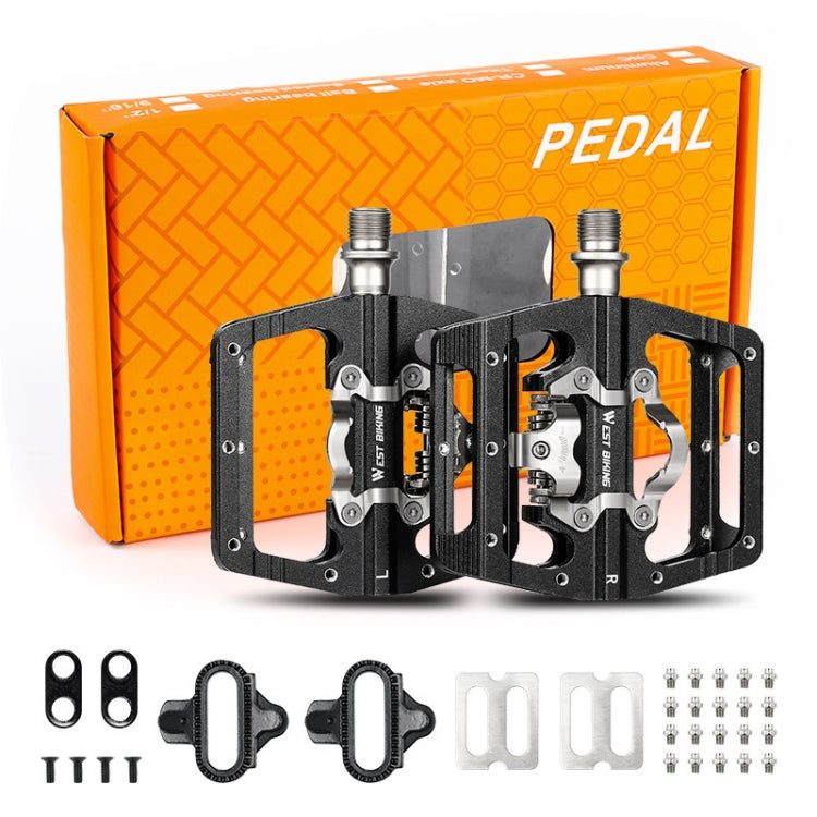WEST BIKING Bicycle Aluminum Alloy Dual-Purpose Self-Locking Pedals(Black) - Pedals by WEST BIKING | Online Shopping UK | buy2fix
