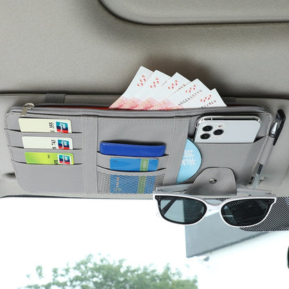 2 PCS Auto Sun Visor Card Clip Business Card Glasses Clip Zipper Car Mobile Phone Document Folder(Gray) by buy2fix