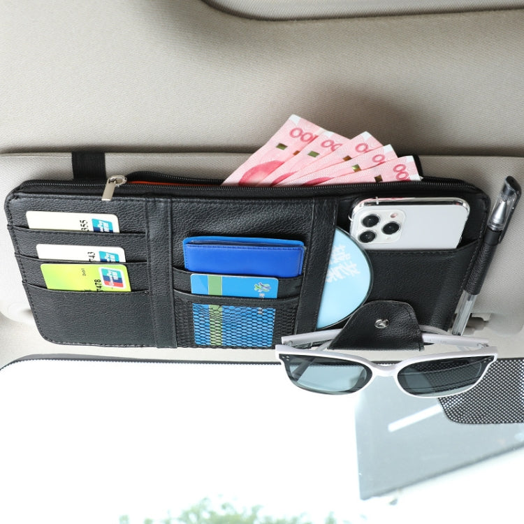 2 PCS Auto Sun Visor Card Clip Business Card Glasses Clip Zipper Car Mobile Phone Document Folder(Black) by buy2fix