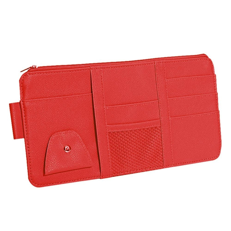 2 PCS Auto Sun Visor Card Clip Business Card Glasses Clip Zipper Car Mobile Phone Document Folder(Red) by buy2fix
