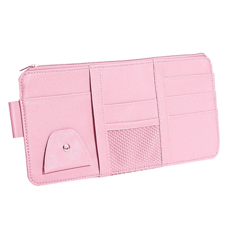 2 PCS Auto Sun Visor Card Clip Business Card Glasses Clip Zipper Car Mobile Phone Document Folder(Pink) by buy2fix