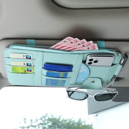 2 PCS Auto Sun Visor Card Clip Business Card Glasses Clip Zipper Car Mobile Phone Document Folder(Blue) by buy2fix