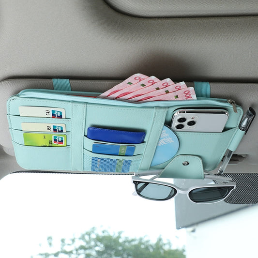 2 PCS Auto Sun Visor Card Clip Business Card Glasses Clip Zipper Car Mobile Phone Document Folder(Blue) by buy2fix