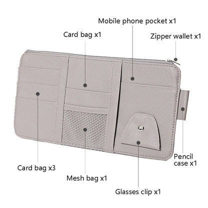 2 PCS Auto Sun Visor Card Clip Business Card Glasses Clip Zipper Car Mobile Phone Document Folder(Blue) by buy2fix