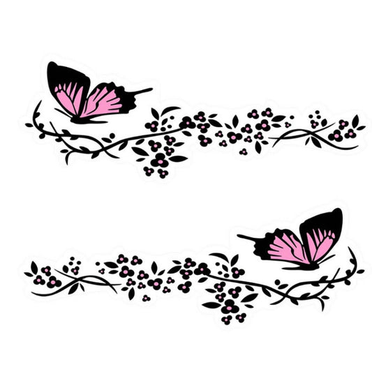 2 Pairs R729 Butterfly Flower Car Sticker Butterfly Love Flower Personality Engine Cover Body Decorative Sticker(Pink) by buy2fix
