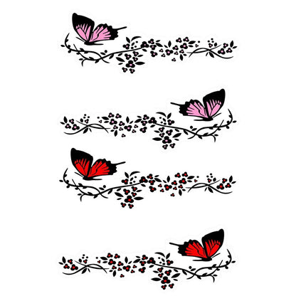 2 Pairs R729 Butterfly Flower Car Sticker Butterfly Love Flower Personality Engine Cover Body Decorative Sticker(Pink) by buy2fix