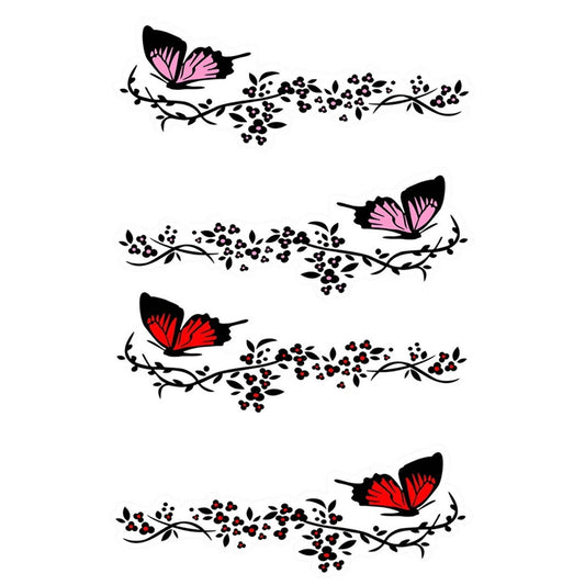 2 Pairs R729 Butterfly Flower Car Sticker Butterfly Love Flower Personality Engine Cover Body Decorative Sticker(Pink) by buy2fix
