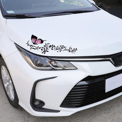 2 Pairs R729 Butterfly Flower Car Sticker Butterfly Love Flower Personality Engine Cover Body Decorative Sticker(Pink) by buy2fix