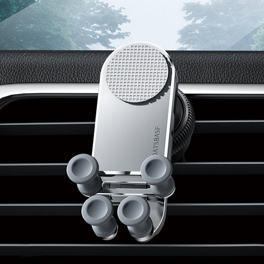 Oatsbasf Car Gravity Metal Bracket Scalable and Stable Mobile Phone Bracket Folding Screen Mobile Phone Exclusive Car Bracket(Outlet Silver) - Universal Car Holders by Oatsbasf | Online Shopping UK | buy2fix