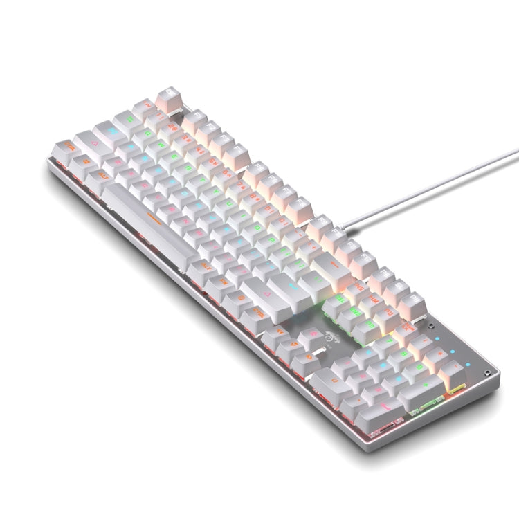 104 Keys Green Shaft RGB Luminous Keyboard Computer Game USB Wired Metal Mechanical Keyboard, Cabel Length:1.5m, Style: Ordinary Version (White) by buy2fix