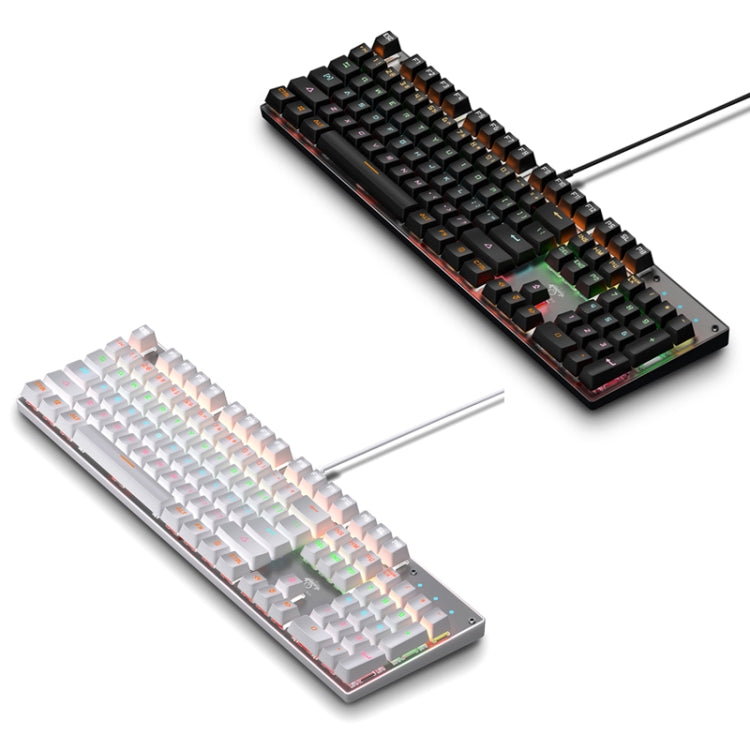 104 Keys Green Shaft RGB Luminous Keyboard Computer Game USB Wired Metal Mechanical Keyboard, Cabel Length:1.5m, Style: Ordinary Version (White) by buy2fix