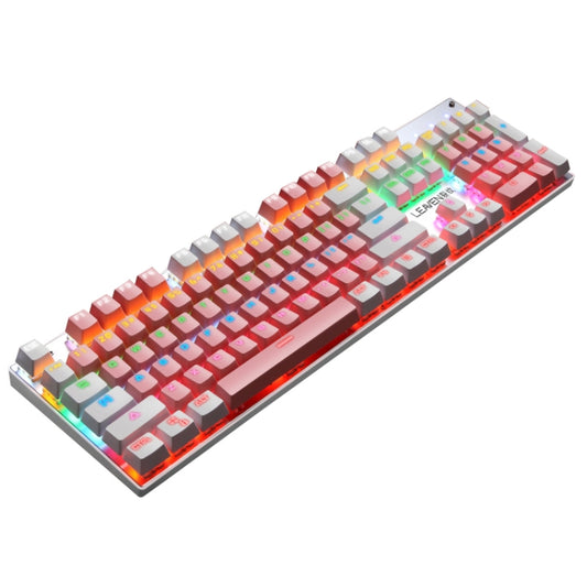 104 Keys Green Shaft RGB Luminous Keyboard Computer Game USB Wired Metal Mechanical Keyboard, Cabel Length:1.5m, Style: Double Imposition Version (White Pink) by buy2fix