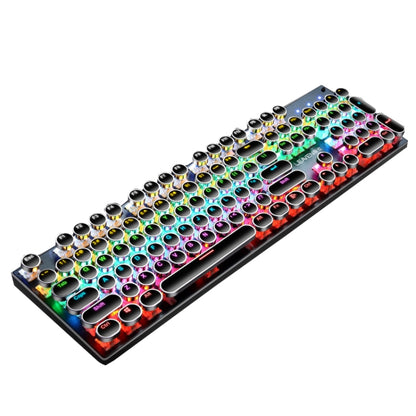 104 Keys Green Shaft RGB Luminous Keyboard Computer Game USB Wired Metal Mechanical Keyboard, Cabel Length:1.5m, Style: Punk Word Through Version (Black) by buy2fix