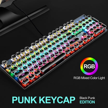 104 Keys Green Shaft RGB Luminous Keyboard Computer Game USB Wired Metal Mechanical Keyboard, Cabel Length:1.5m, Style: Punk Word Through Version (Black) by buy2fix