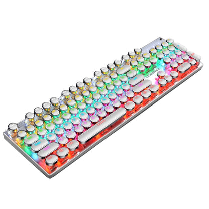 104 Keys Green Shaft RGB Luminous Keyboard Computer Game USB Wired Metal Mechanical Keyboard, Cabel Length:1.5m, Style: Punk Word Through Version (White) by buy2fix