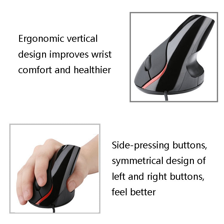 JSY-12 5 Keys USB Wired Vertical Mouse Ergonomic Wrist Brace Optical Mouse(Black) by buy2fix