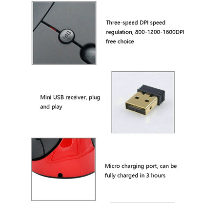 JSY-03 6 Keys Wireless Vertical Charging Mouse Ergonomic Vertical Optical Mouse(Purple) by buy2fix