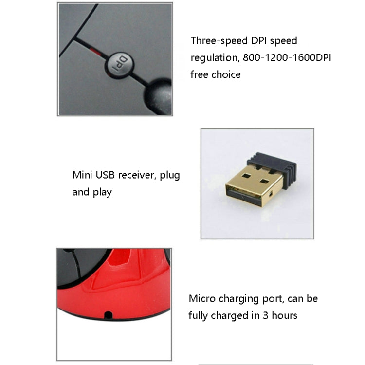 JSY-03 6 Keys Wireless Vertical Charging Mouse Ergonomic Vertical Optical Mouse(Blue) by buy2fix