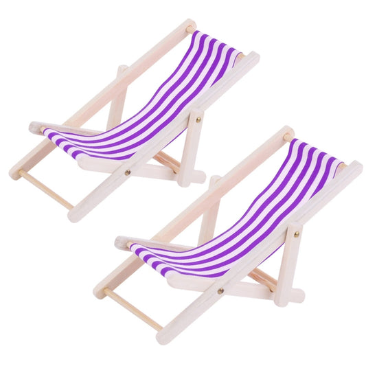 2 PCS 1:12 Beach Lounge Chair Simulation Model Outdoor Beach Scene Shooting Props Can Be Folded(Purple) - Other Props by buy2fix | Online Shopping UK | buy2fix
