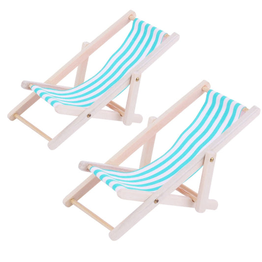 2 PCS 1:12 Beach Lounge Chair Simulation Model Outdoor Beach Scene Shooting Props Can Be Folded(Sky Blue) - Other Props by buy2fix | Online Shopping UK | buy2fix