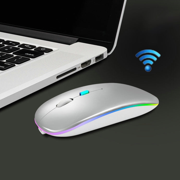 Y20 4 Keys Colorful Glow Charging Mute Mouse Notebook Game Wireless Mouse, Colour: 2.4G + Bluetooth (Silver) by buy2fix