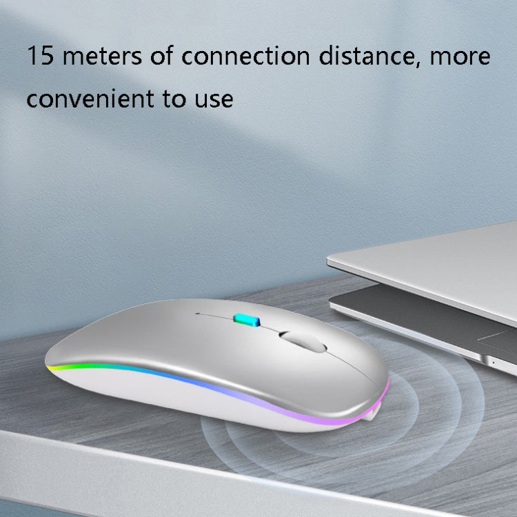 Y20 4 Keys Colorful Glow Charging Mute Mouse Notebook Game Wireless Mouse, Colour: 2.4G + Bluetooth (Silver) by buy2fix
