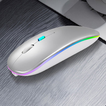 Y20 4 Keys Colorful Glow Charging Mute Mouse Notebook Game Wireless Mouse, Colour: 2.4G + Bluetooth (Silver) by buy2fix