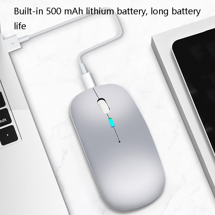 Y20 4 Keys Colorful Glow Charging Mute Mouse Notebook Game Wireless Mouse, Colour: 2.4G + Bluetooth (Silver) by buy2fix