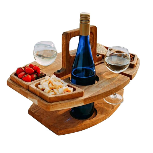 Portable Picnic Wooden Wine Glass Holder Detachable Wine Table(Wood Color) - Outdoor Folding Tables by buy2fix | Online Shopping UK | buy2fix