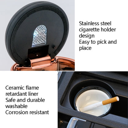 Car Ashtray Mini With Lamp And Cover Car Ashtray(N18A Silver) by buy2fix