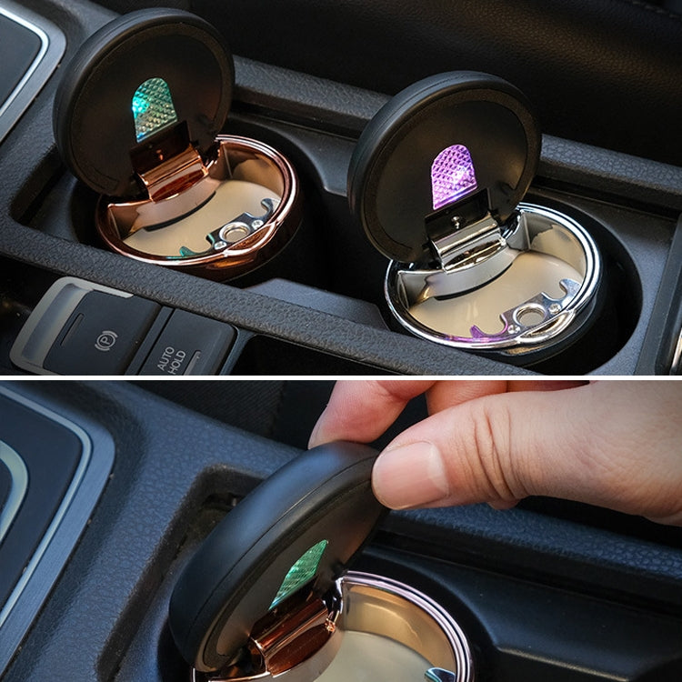 Car Ashtray Mini With Lamp And Cover Car Ashtray(N18A Silver) by buy2fix