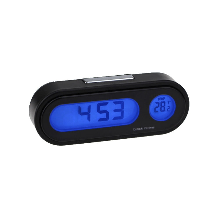 K02 Car Electronic Clock Temperature Meter Night Light LED Temperature Time Meter(Black Blue Light) - Clocks & Car Meters by buy2fix | Online Shopping UK | buy2fix