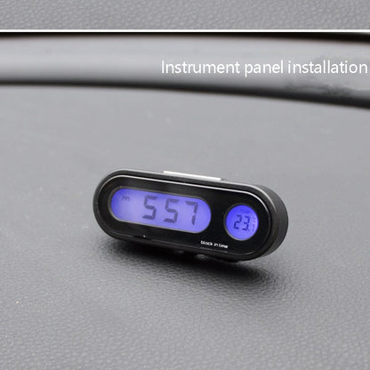 K02 Car Electronic Clock Temperature Meter Night Light LED Temperature Time Meter(Black Blue Light) - Clocks & Car Meters by buy2fix | Online Shopping UK | buy2fix