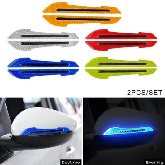 4 Sets Car Reflective Sticker Door Border Anti-Collision Strip Leaf Board Personality Rear View Mirror Warning Sticker(Yellow) by buy2fix
