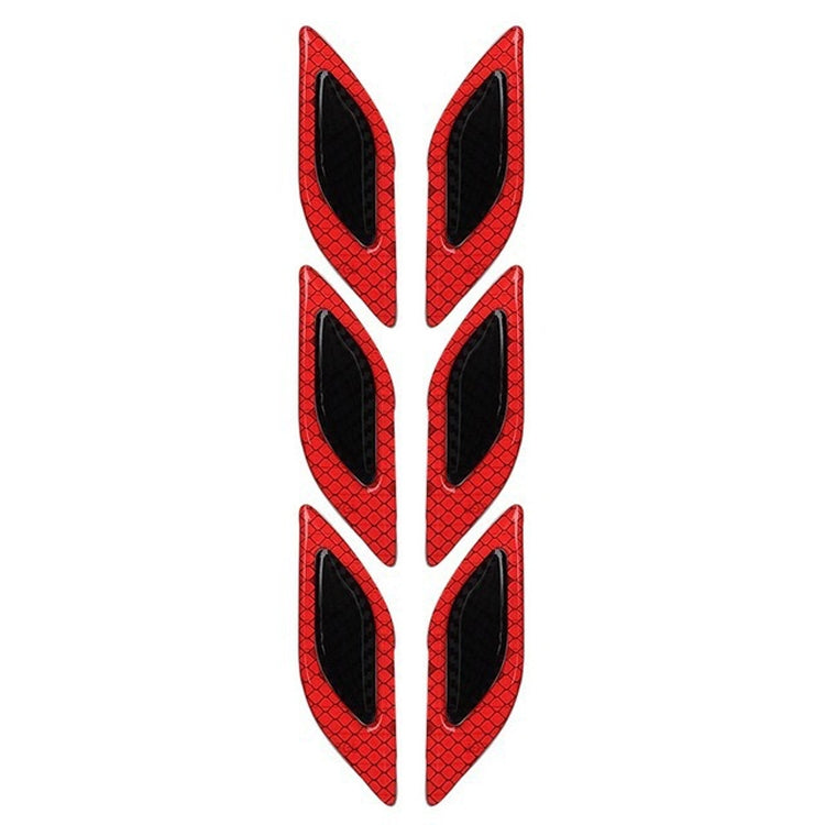 2 Sets Carbon Fiber Warning Sticker Car Anti-Collision Strip Leaf Plate Reflective Sticker Hood Light Eyebrow Anti-Collision Drops Sticker(6 PCS (Red)) by buy2fix