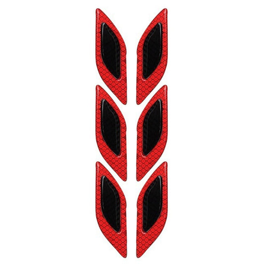 2 Sets Carbon Fiber Warning Sticker Car Anti-Collision Strip Leaf Plate Reflective Sticker Hood Light Eyebrow Anti-Collision Drops Sticker(6 PCS (Red)) by buy2fix