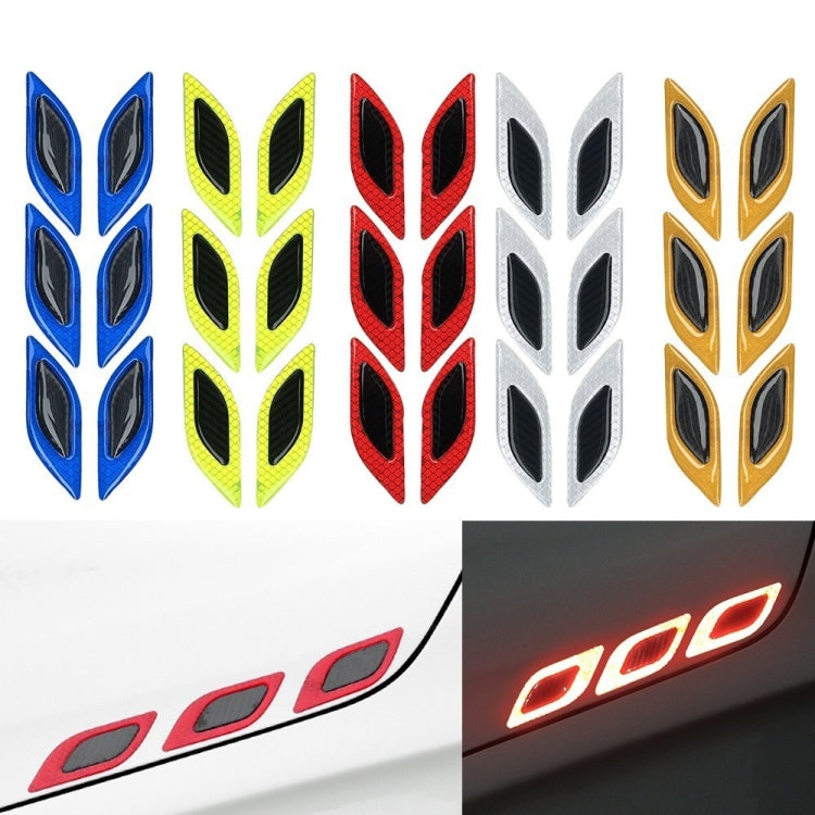 2 Sets Carbon Fiber Warning Sticker Car Anti-Collision Strip Leaf Plate Reflective Sticker Hood Light Eyebrow Anti-Collision Drops Sticker(6 PCS (Red)) by buy2fix