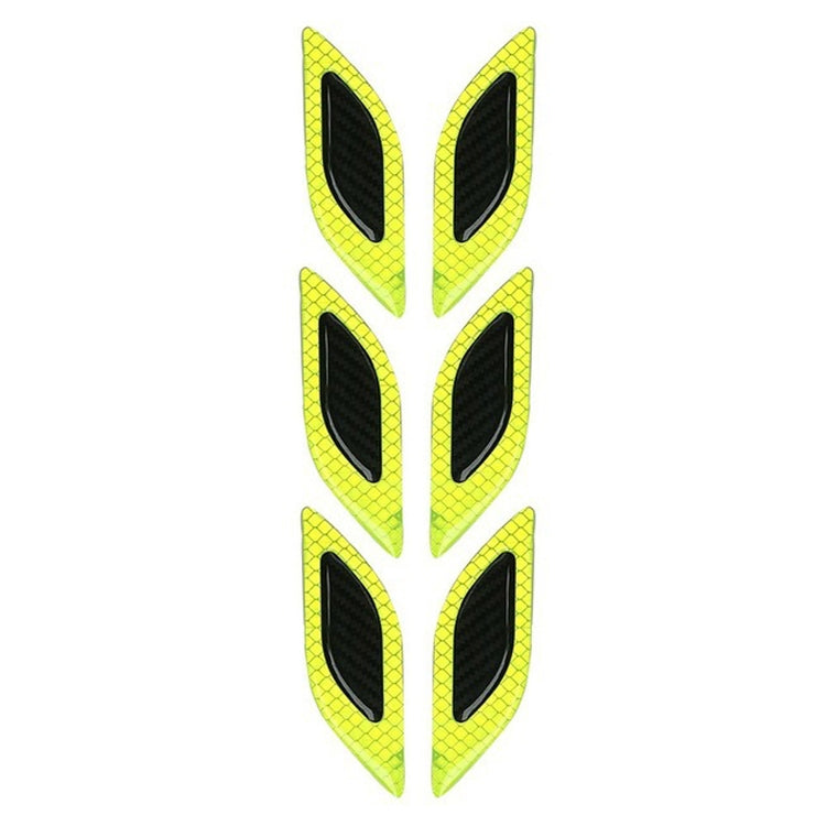 2 Sets Carbon Fiber Warning Sticker Car Anti-Collision Strip Leaf Plate Reflective Sticker Hood Light Eyebrow Anti-Collision Drops Sticker(6 PCS (Fluorescent Yellow)) by buy2fix