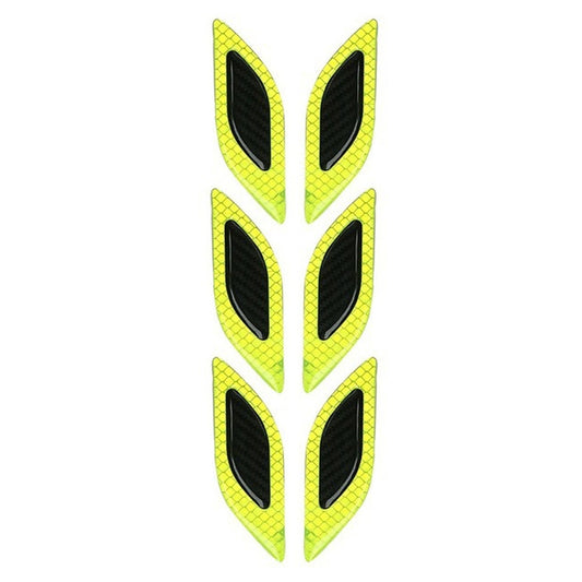 2 Sets Carbon Fiber Warning Sticker Car Anti-Collision Strip Leaf Plate Reflective Sticker Hood Light Eyebrow Anti-Collision Drops Sticker(6 PCS (Fluorescent Yellow)) by buy2fix